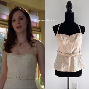 ASO Paige Matthews in Charmed Nanette Lepore Cream Belted Corset Top Size 8